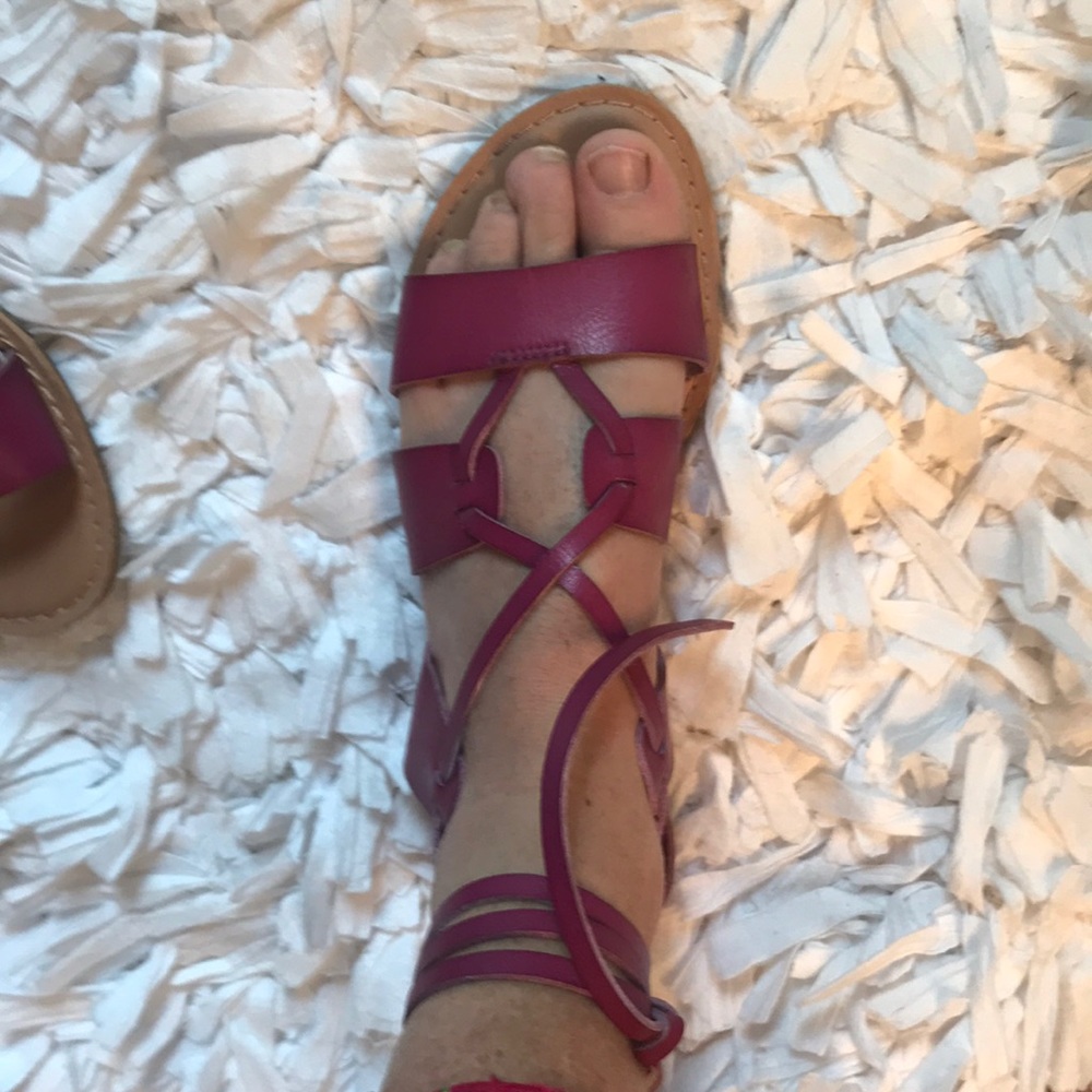 Magenta (ish) lace up flats